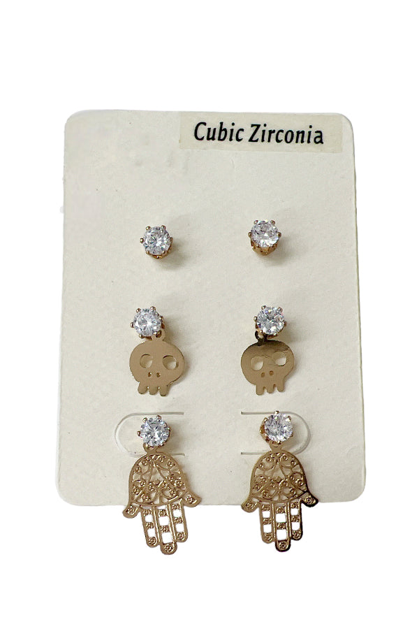 Cubic Zirconia Mix Post Earring Set