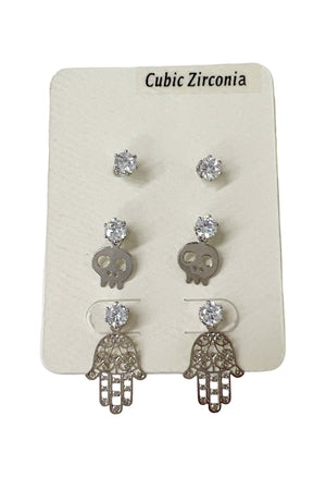 Cubic Zirconia Mix Post Earring Set