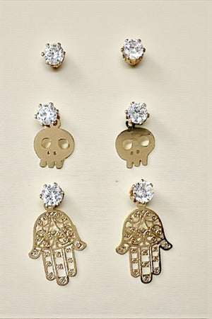 CZ HALLOWEEN MIX POST EARRING SET