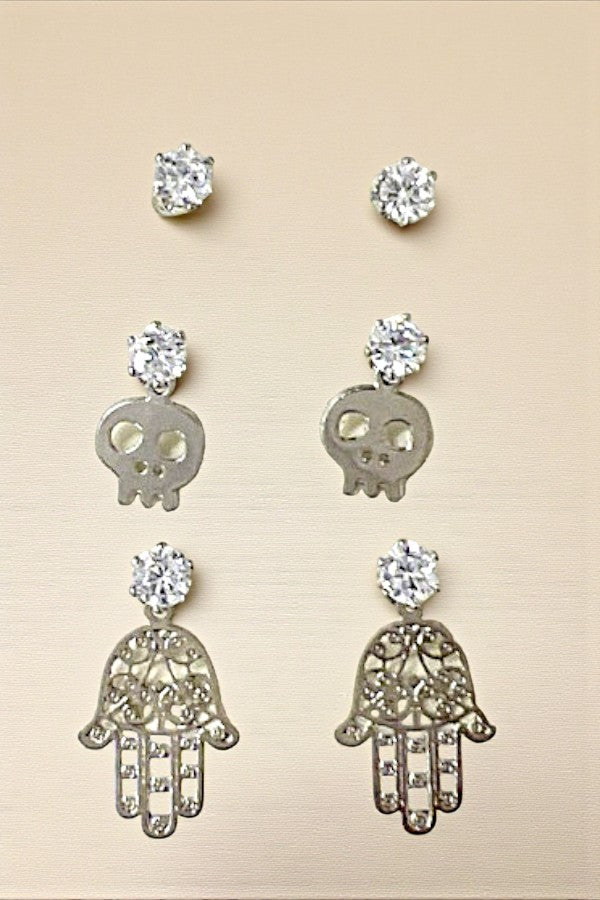 CZ HALLOWEEN MIX POST EARRING SET