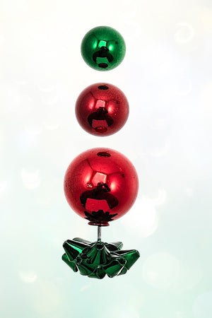 DOUBLE SIDED BOW BALL ORNAMENT STUD EARRING SET