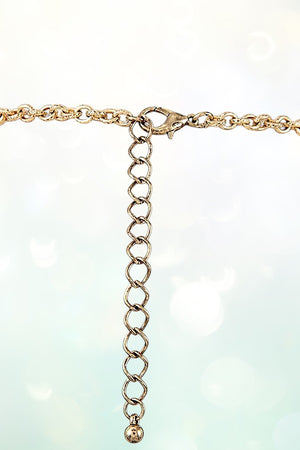 WIDE TEXTURED BAND CHOKER LONG CHAIN TASSEL NECKLACE EARRING SET