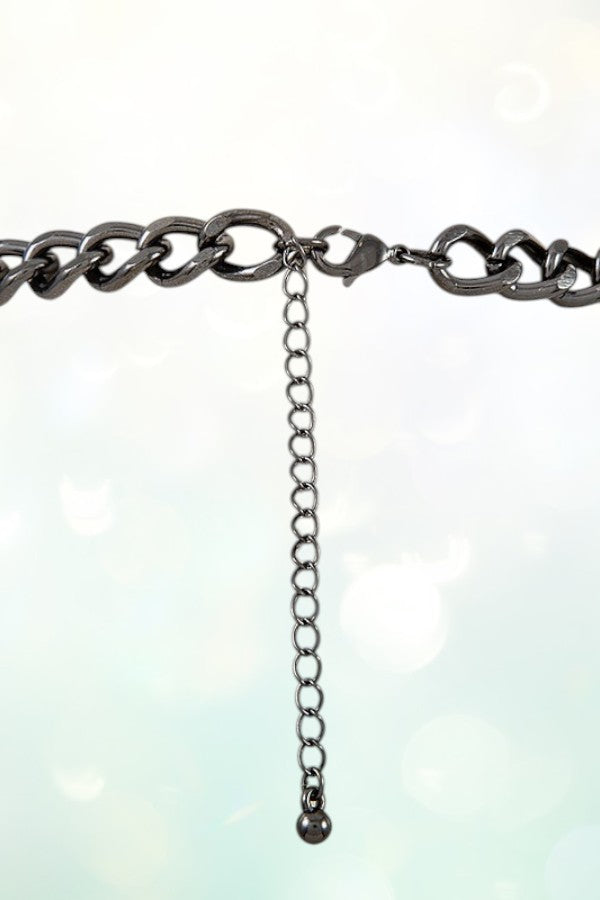 WOVEN CHAIN GEM TASSEL PENDANT NECKLACE SET