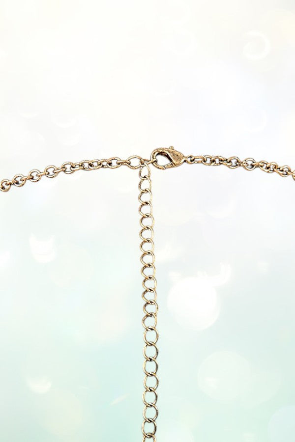 ETCHED LEAF LINK LONG NECKLACE