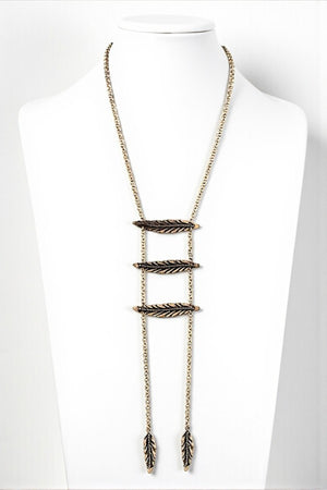 ETCHED LEAF LINK LONG NECKLACE