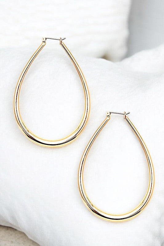 LARGE SOLID TEARDRPO HOOP EARRING