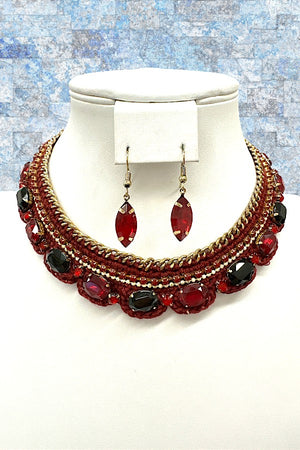 Crochet Gem Accent Collar Necklace Set