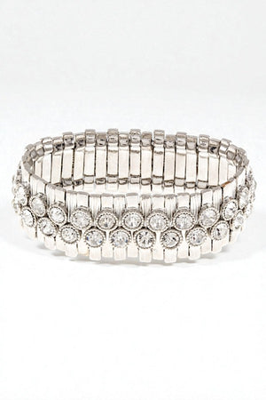 CRYSTAL GEM FRAMED BAR LINK STRETCH BRACELET