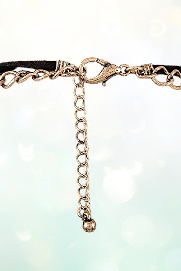 ETCHED DISK FRINGE BIB NECKLACE