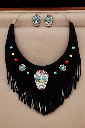 Skull Fringe Accent Necklace