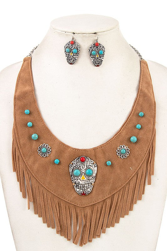 Skull Fringe Accent Necklace