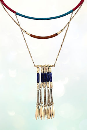 MULTI TONE CUFF DANGLE NECKLACE