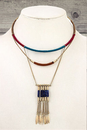 MULTI TONE CUFF DANGLE NECKLACE