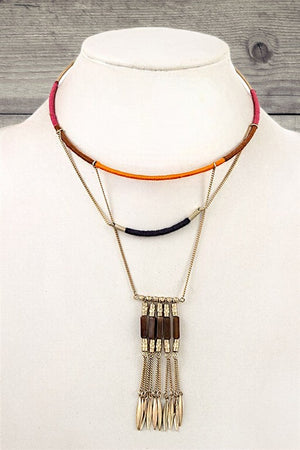 MULTI TONE CUFF DANGLE NECKLACE