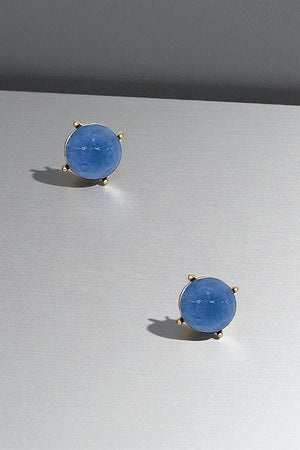 FACETED ROUND GEM POST EARRING