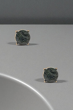 FACETED ROUND GEM POST EARRING
