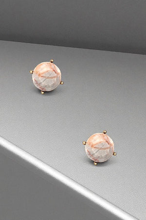 FACETED ROUND GEM POST EARRING