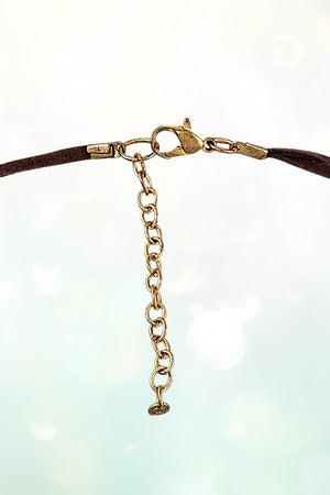 HAMMERED CROSS ACCENT FAUX SUEDE TASSEL CORD NECKLACE AND BEAD DANGLE EARRING SET