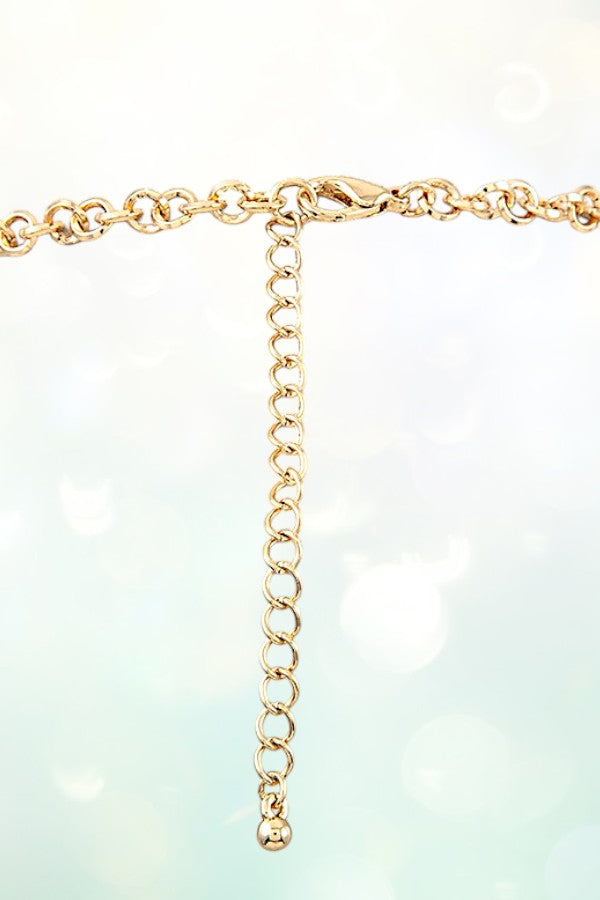 FACETED STONE FRAMED LINK NECKLACE SET