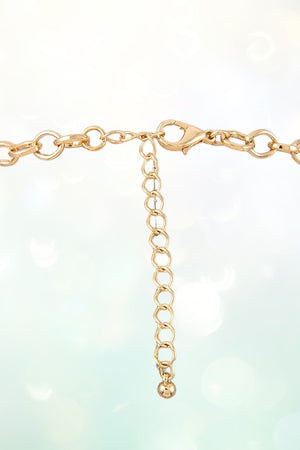 FACETED GEMSTONES LINK COLLAR NECKLACE AND MATCHING EARRING