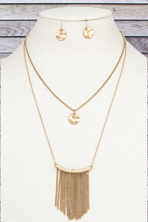 FRINGE TASSEL PENDANT LAYERED NECKLACE SET