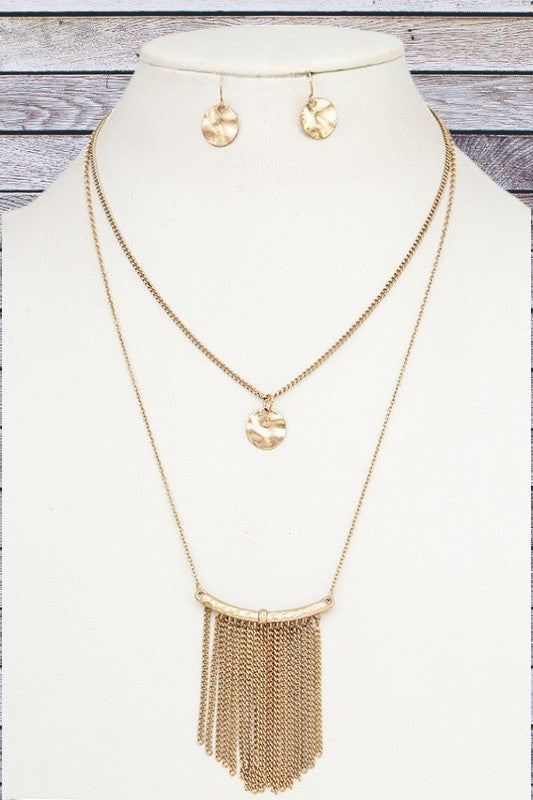 FRINGE TASSEL PENDANT LAYERED NECKLACE SET