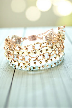 MIX BEAD CHAIN LINK SLIDER BRACELET