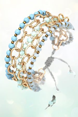 MIX BEAD CHAIN LINK SLIDER BRACELET