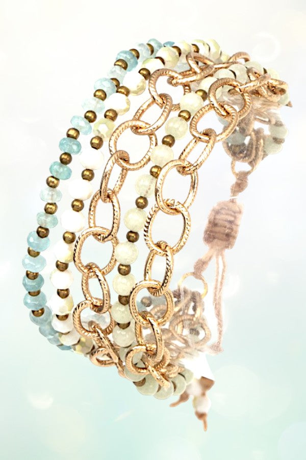 MIX BEAD CHAIN LINK SLIDER BRACELET
