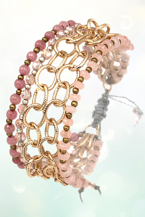 MIX BEAD CHAIN LINK SLIDER BRACELET
