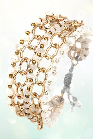 MIX BEAD CHAIN LINK SLIDER BRACELET