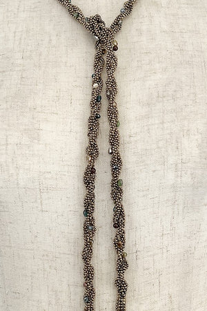 Elongated Cluster Gem Twist Necklace