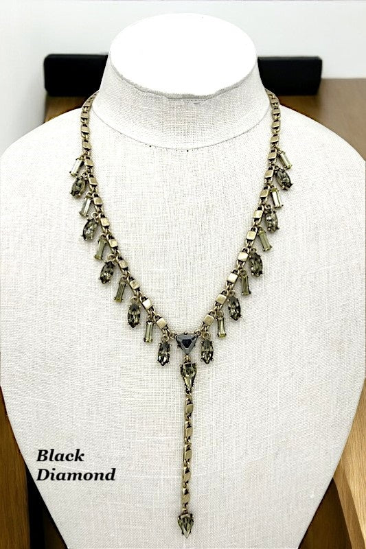 Marquise Framed Gem Chain Link Necklace