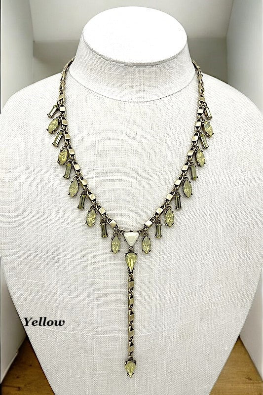 Marquise Framed Gem Chain Link Necklace