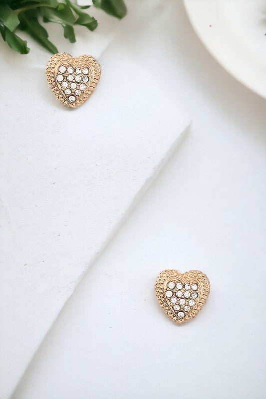 Rhinestone Accent Heart Post Earring