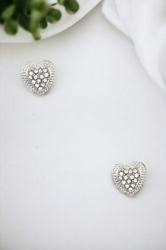 Rhinestone Accent Heart Post Earring