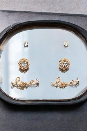 LOVE ROUND POST EARRING SET