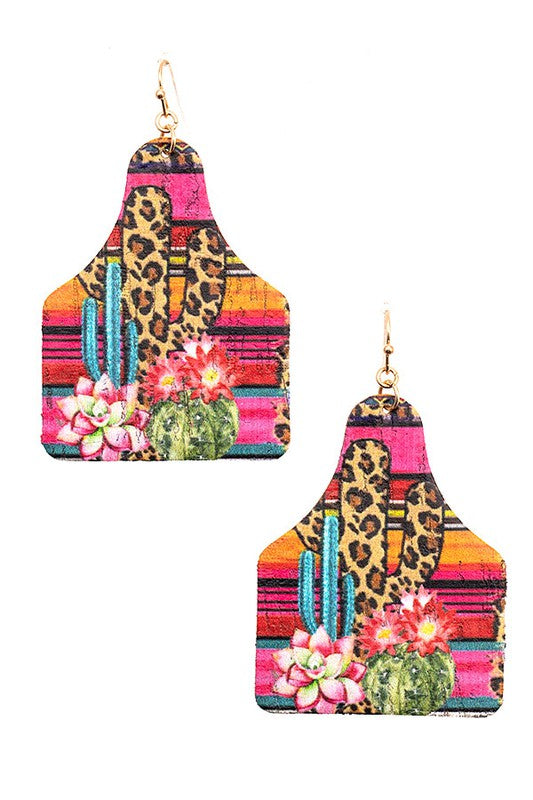 MIX CACTUS PATTERN DROP EARRING