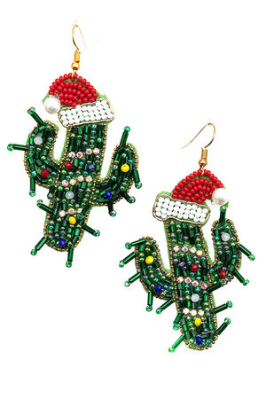 CHRISTMAS CACTUS DANGLE EARRING