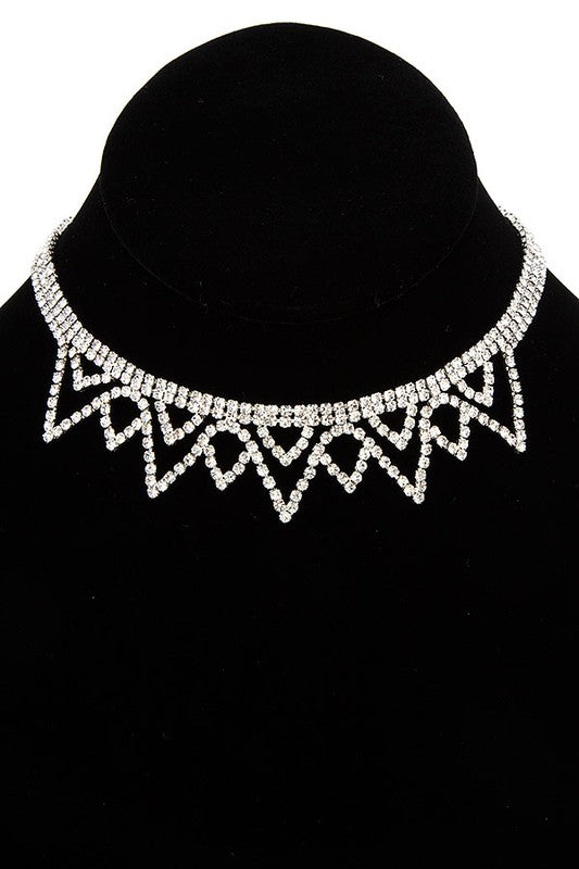 CHEVRON RHINESTONE PAVE CHOKER NECKLACE