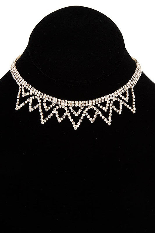 CHEVRON RHINESTONE PAVE CHOKER NECKLACE