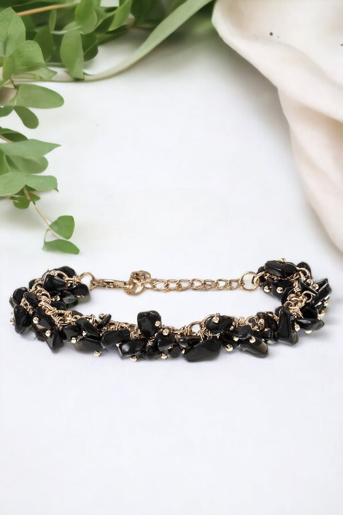 Cluster Bead Stone Chain Bracelet