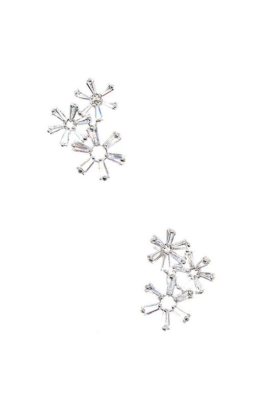FLORAL CZ STONE POST EARRING