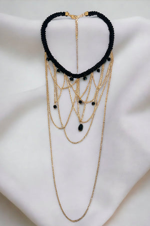 Layered Faceted Bead Collar Necklace