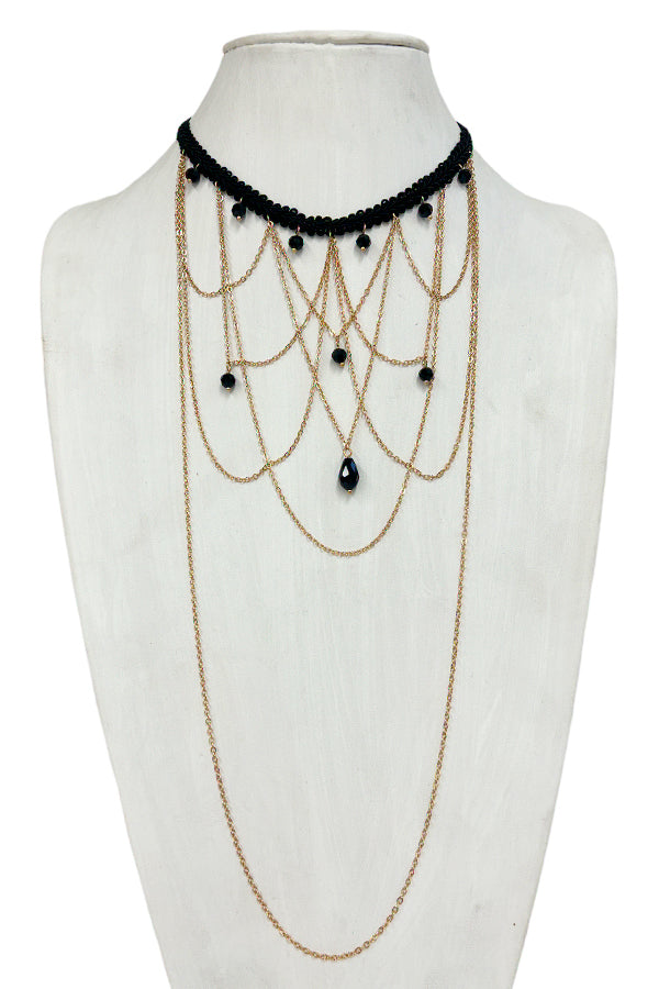 Layered Faceted Bead Collar Necklace