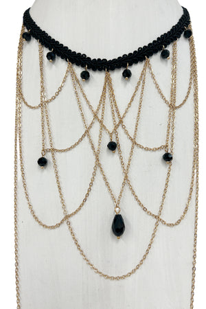 Layered Faceted Bead Collar Necklace