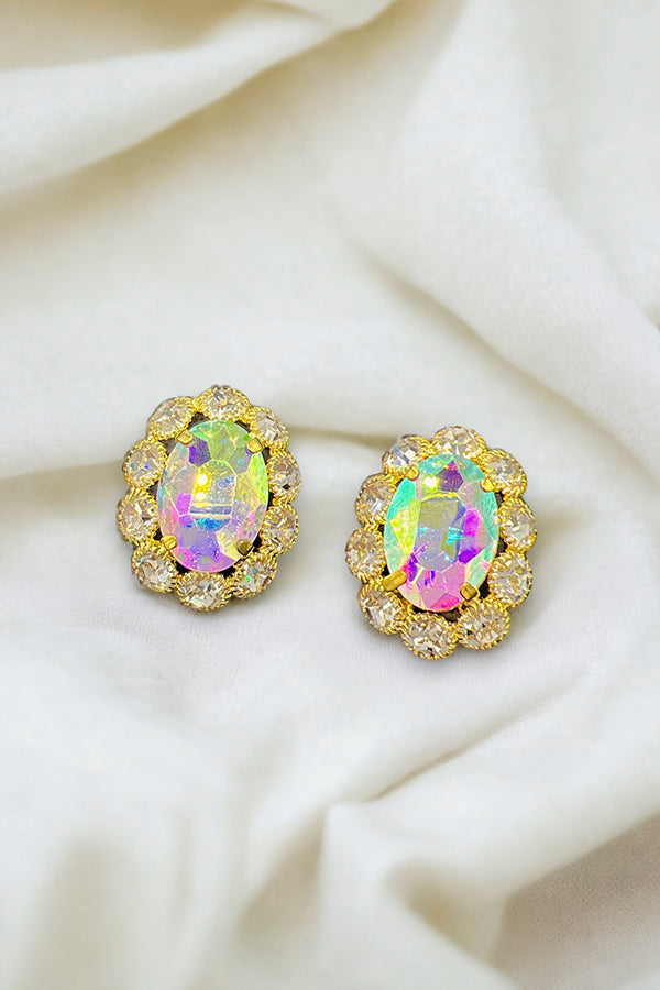 Framed Faceted Gem Posr Earring