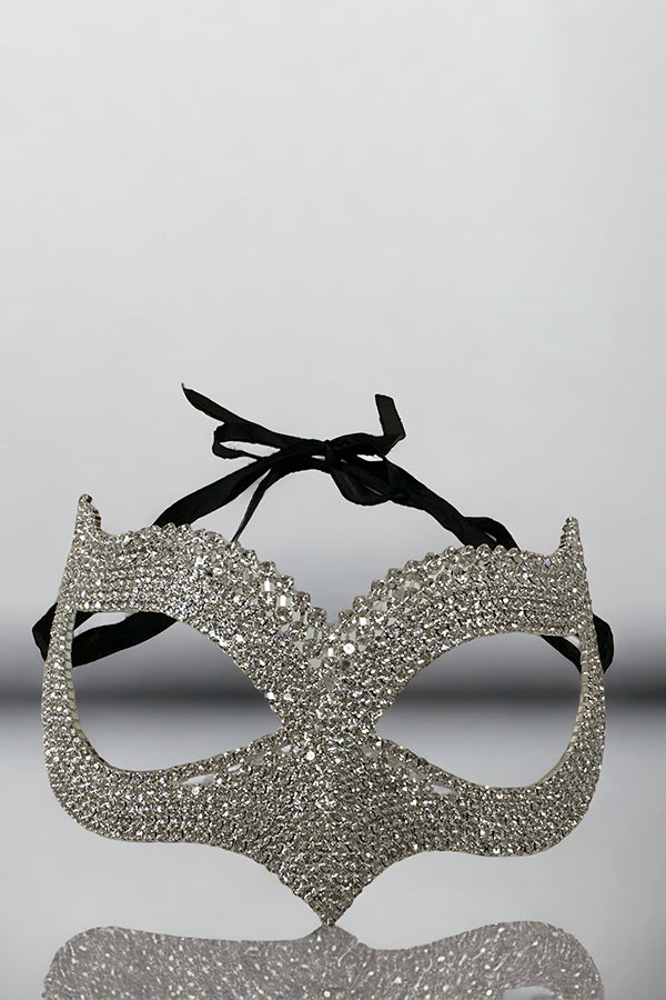 Rhinestone Pave Lace Back Party Mask