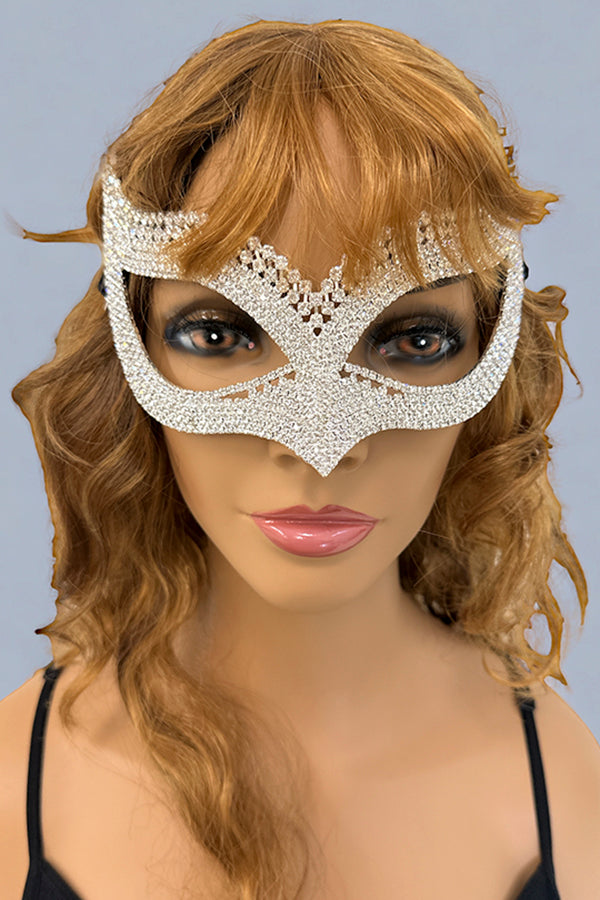 Rhinestone Pave Lace Back Party Mask