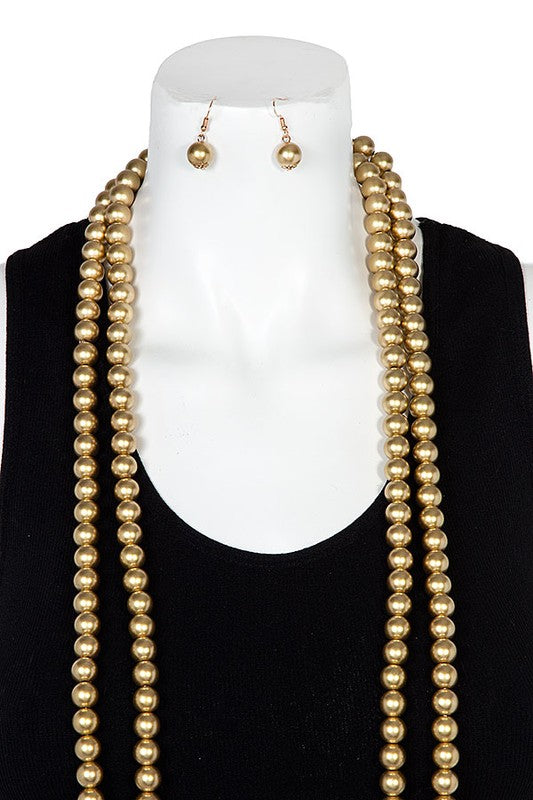 ELONGATED PEARL NECKLACE SET